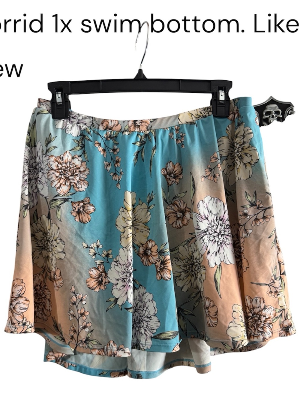Floral Swim skirt in Teal and Peach